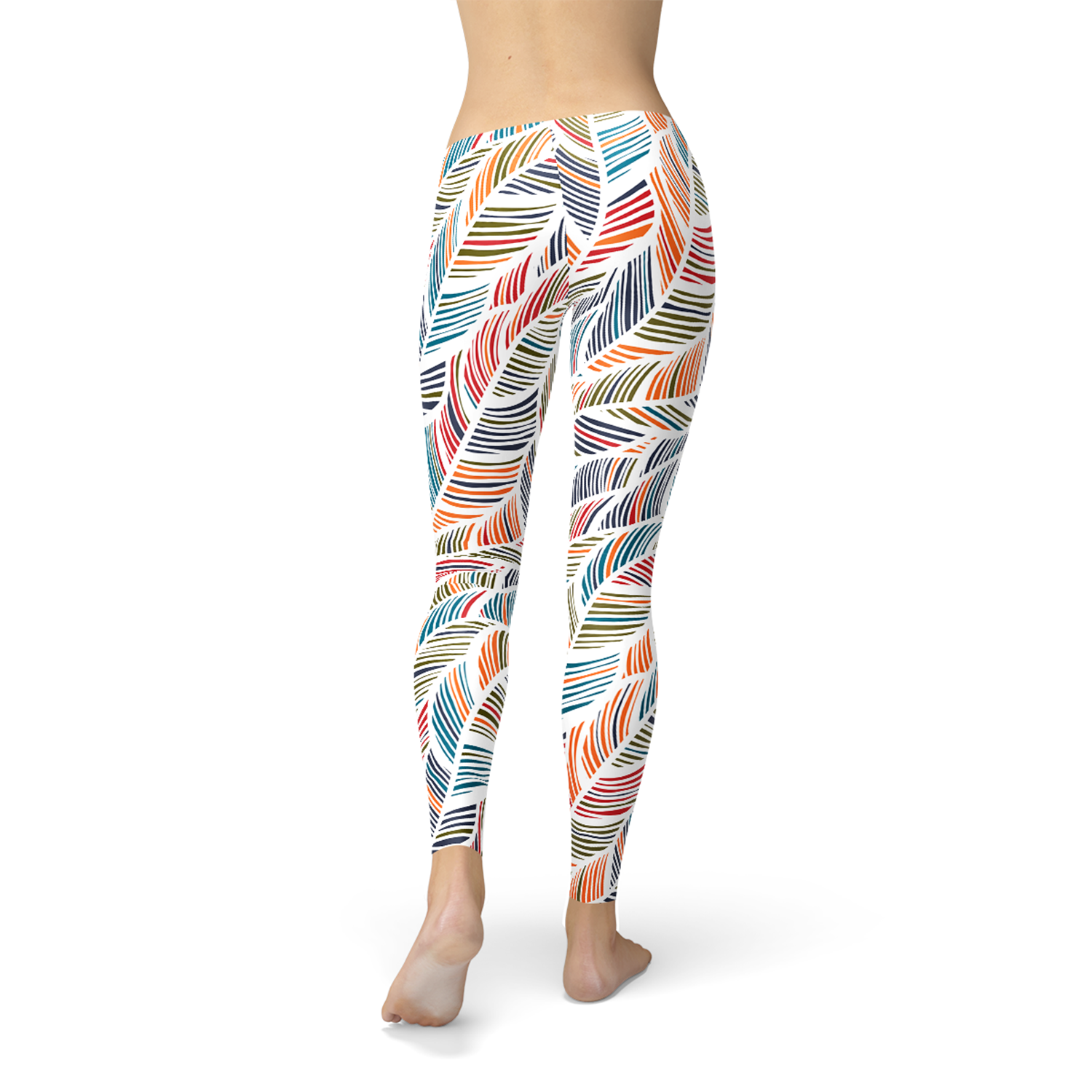 Womens Colorful Feather Fern Leggings