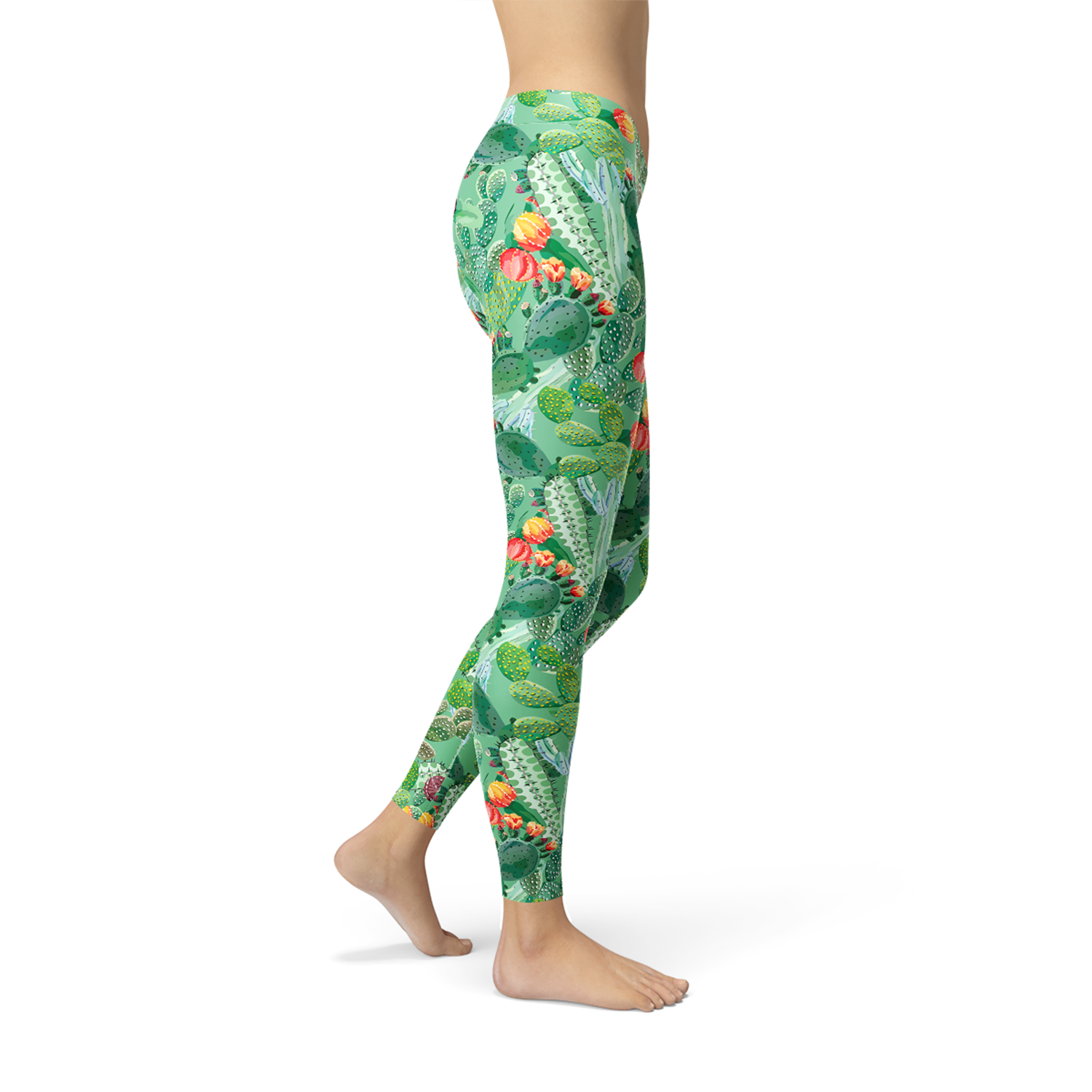 Womens Green Cactus Leggings