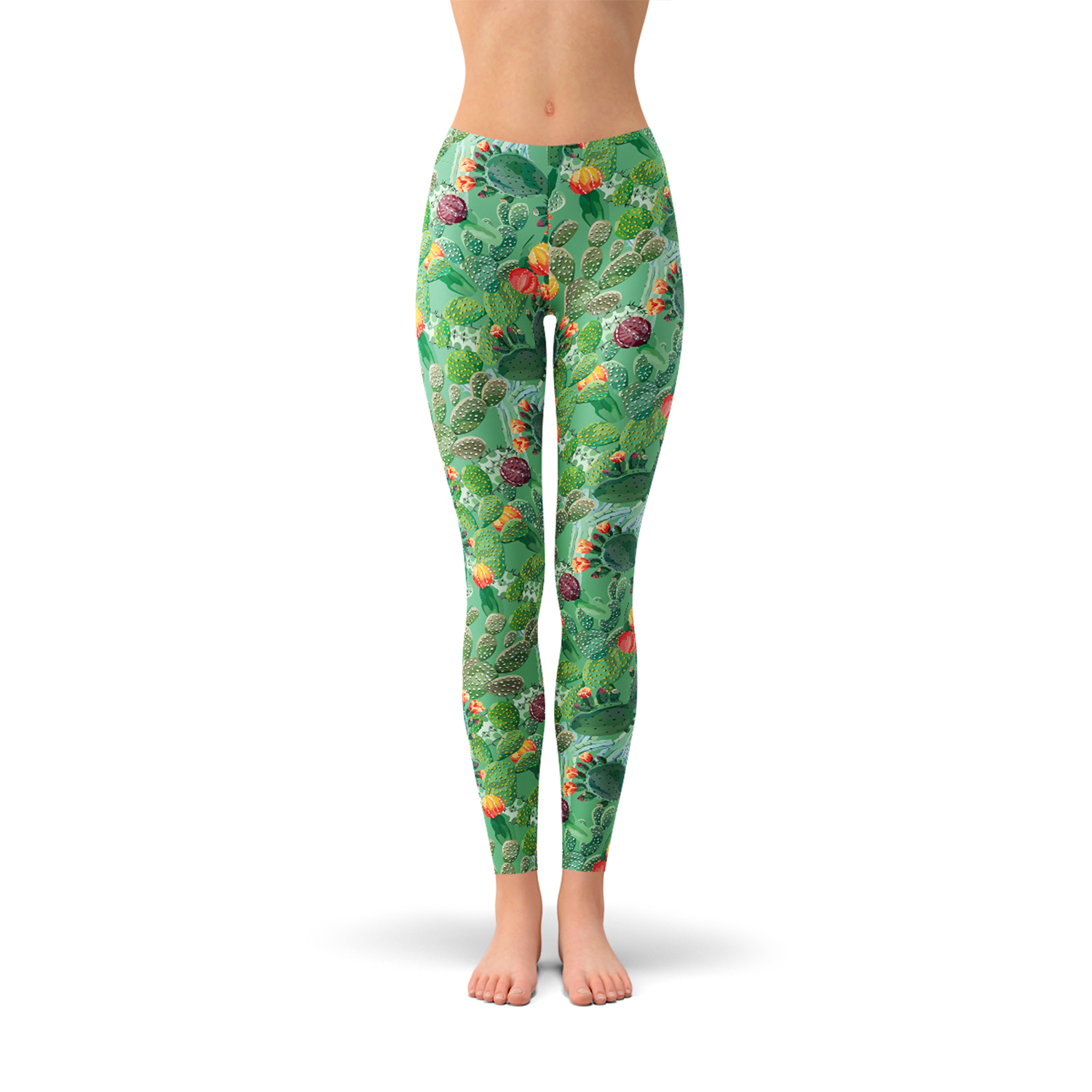 Womens Green Cactus Leggings