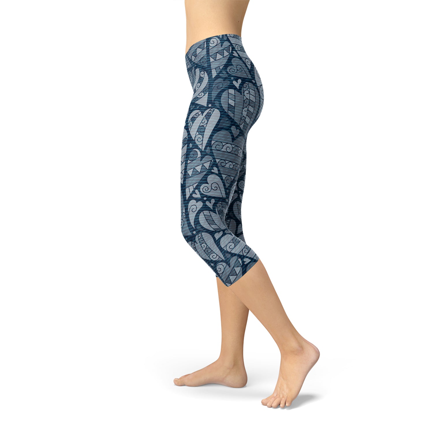 Blue Hearts on Heart Capri Leggings