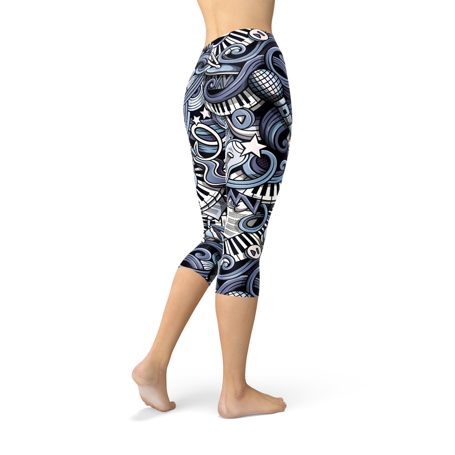 Womens Music Blue Capri Leggings