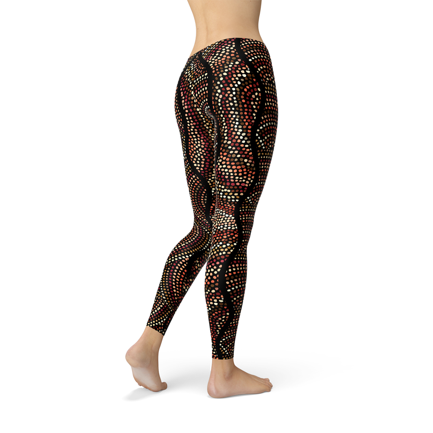 Womens Polka Dots Aboriginal Artwork Leggings (V1)