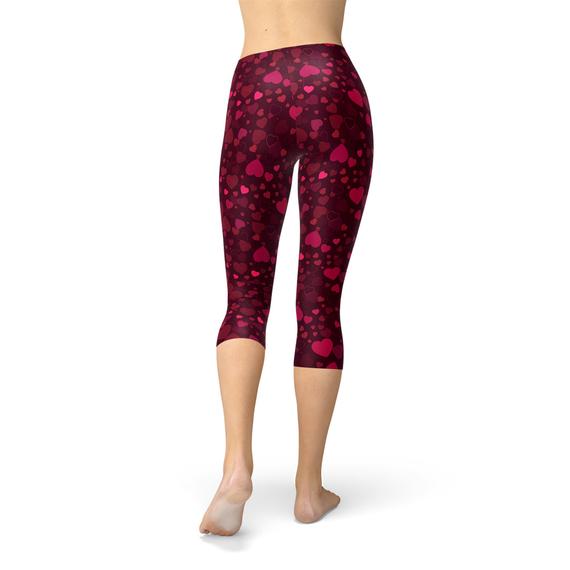 Hearts on Hearts Red Capri Leggings