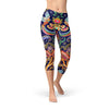 Womens Ornamental Blue Paisley Capri Leggings